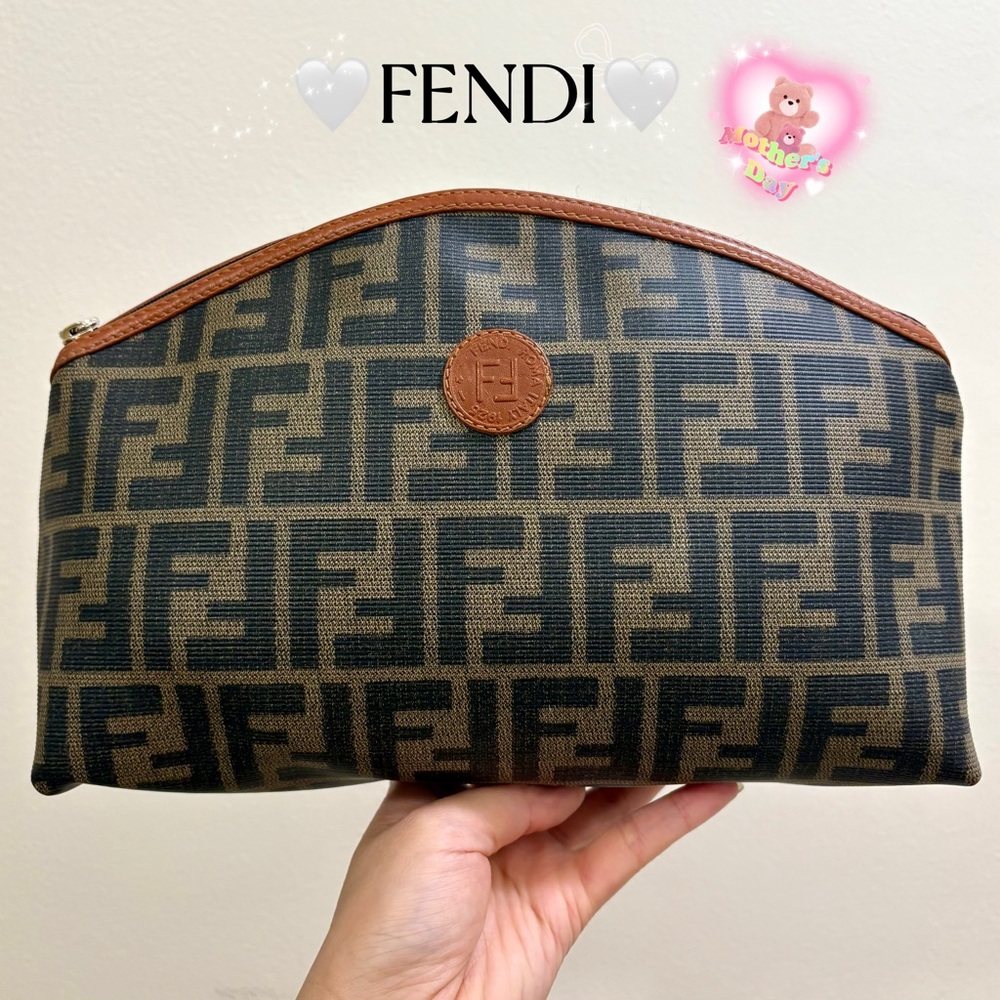 Rare Fendi Zucca Monogram VTG FF logo Clutch💫